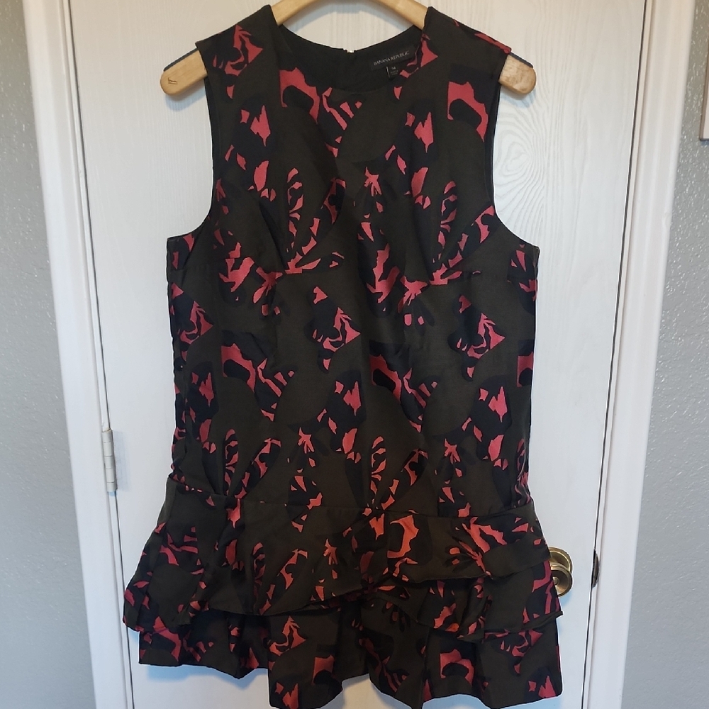 Banana Republic Black and Pink Patterned Dress
